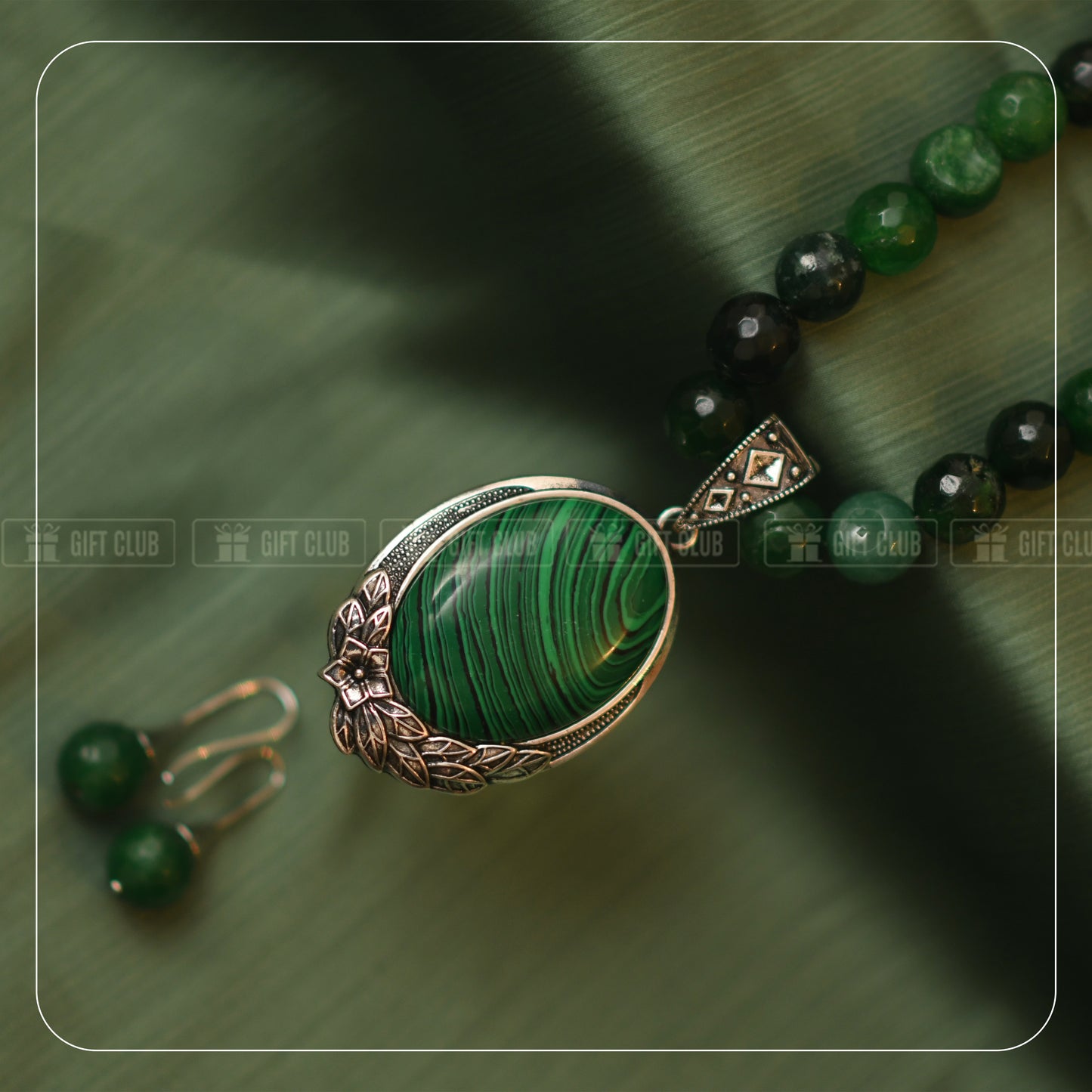 Luxury Green Stone Jewel Set For Women