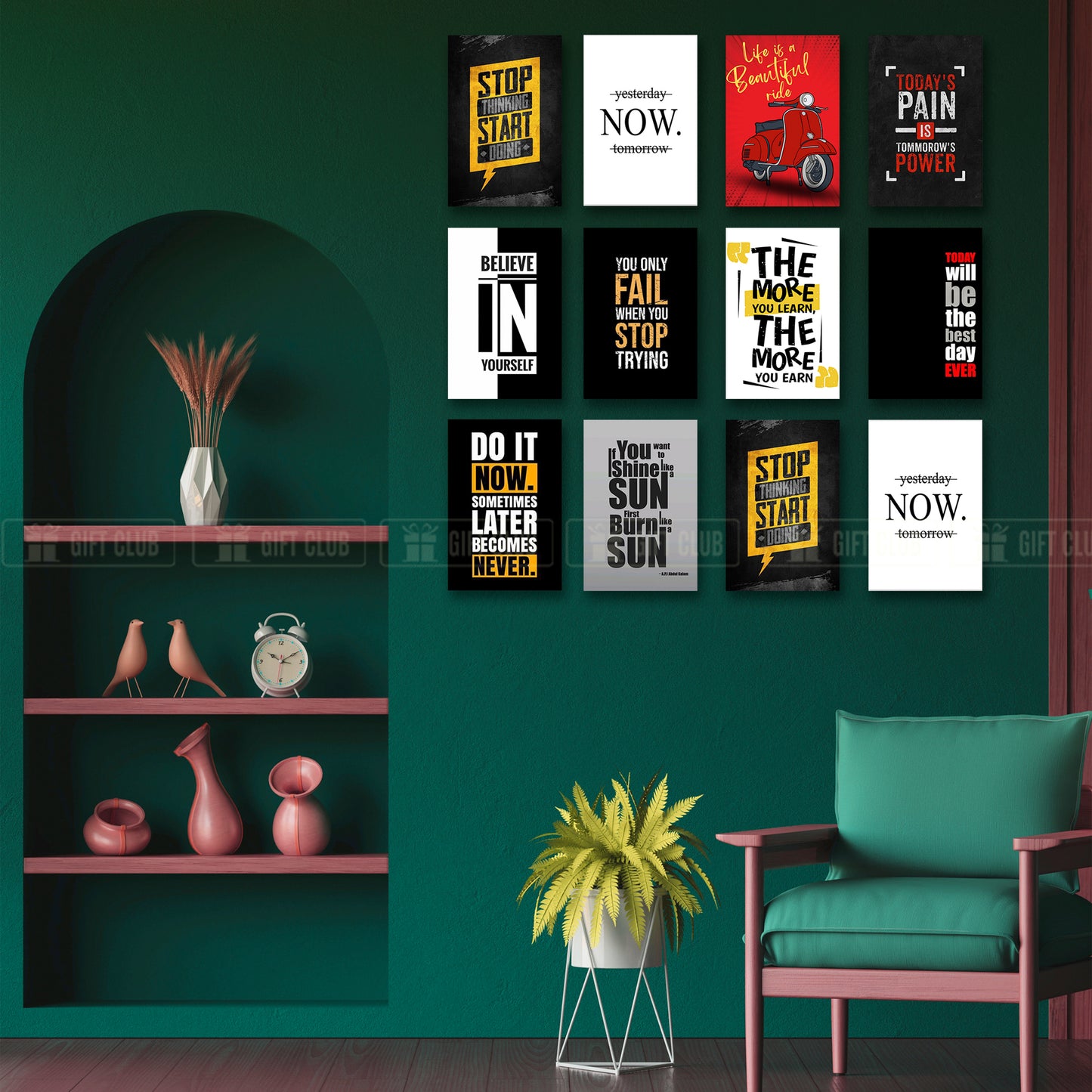 W3 - 12 pcs Premium Quality Zigzag Glitter Laminated Wallboard For Wall Decoration