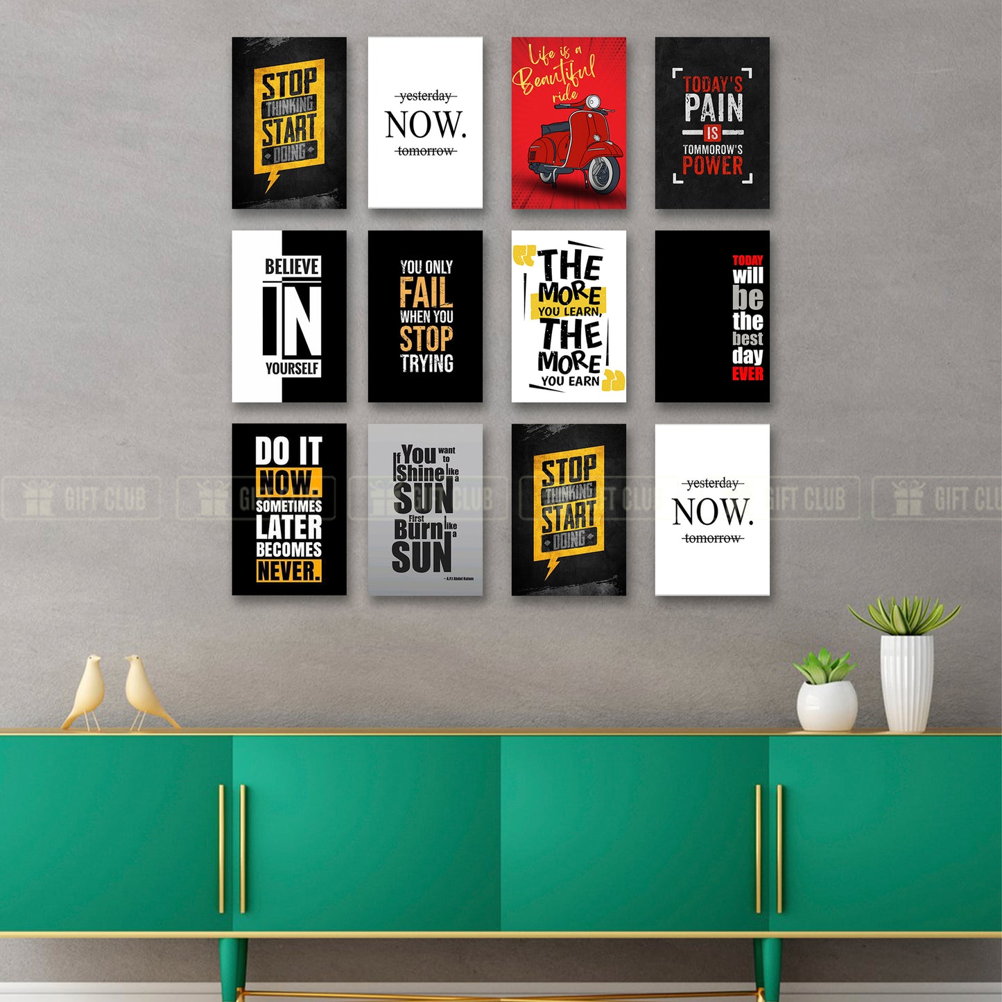 W1 - 12 pcs Premium Quality Zigzag Glitter Laminated Wallboard For Wall Decoration