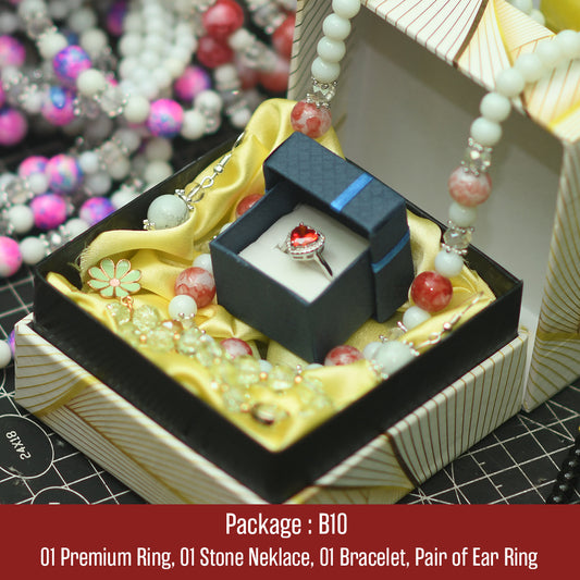 B10 : Ornaments Box * Package of Premium Ring, Stone Necklace, Earing & Bracelet