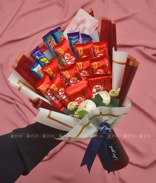 CB02 : Chocolate Bouquet made of Original Indian dairy milk & kitkat with lovely craft touch
