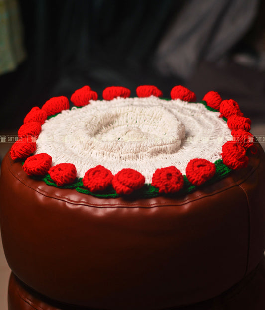 CR02 - 2 in 1 Handwoven Chrochet Red Rose Bouquet + Home Decor