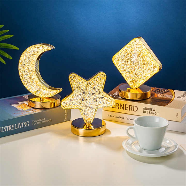 Modern Rechargeable Metal & Crystal Touch Lamp