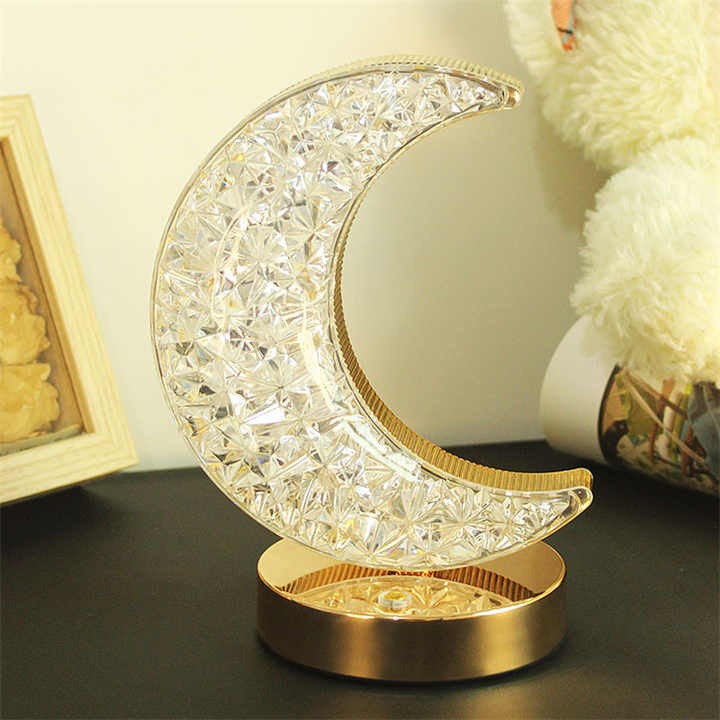 Modern Rechargeable Metal & Crystal Touch Lamp