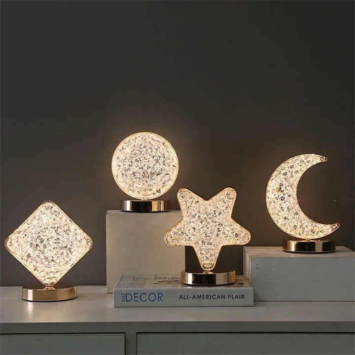 Modern Rechargeable Metal & Crystal Touch Lamp