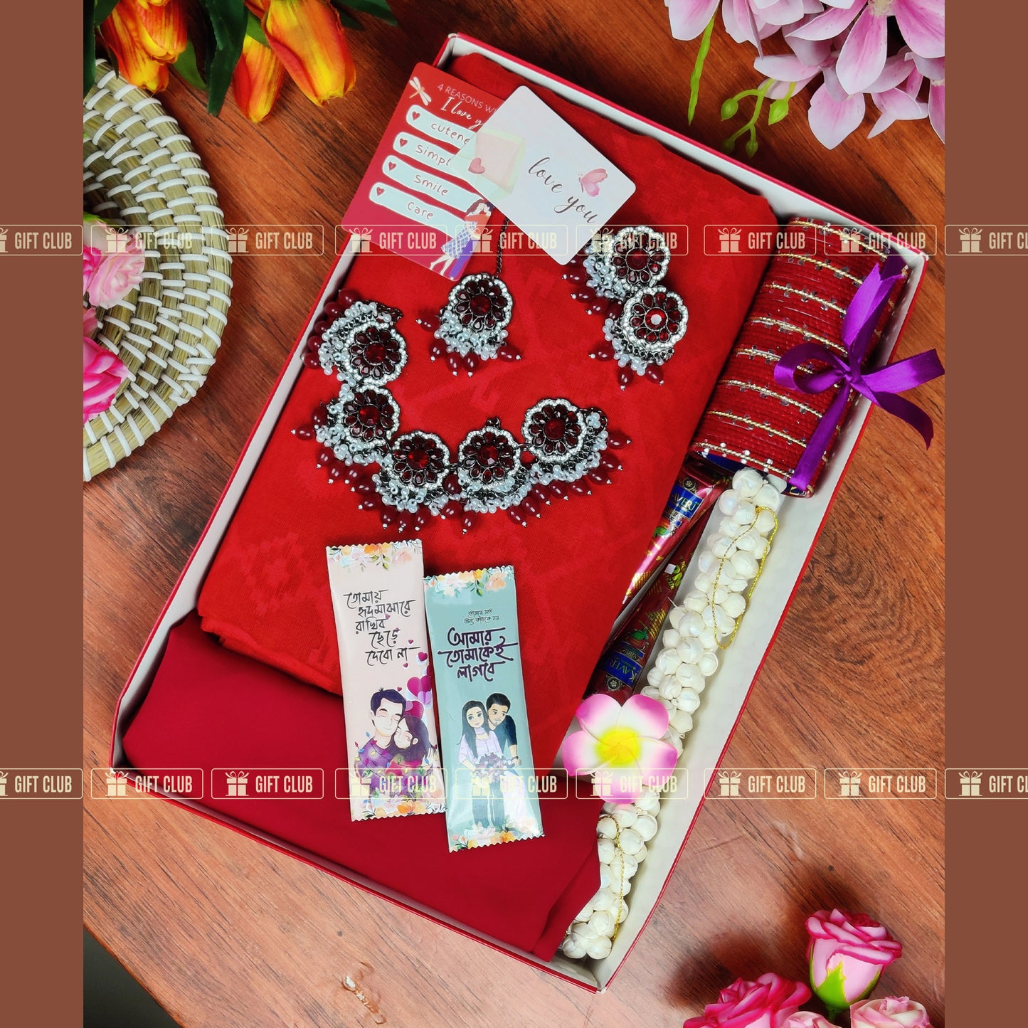 S59 - Red sharee Package that meets taste