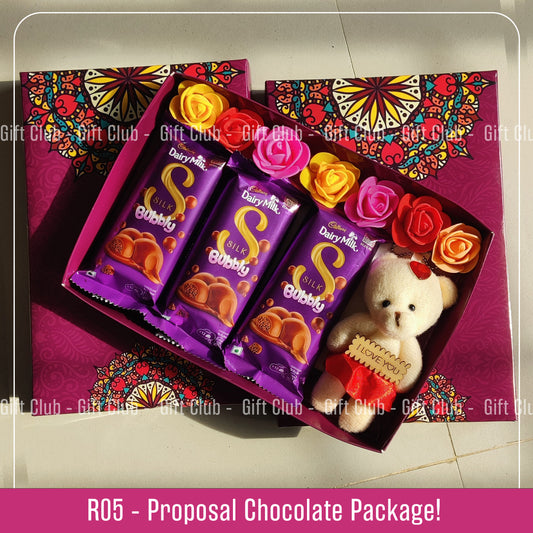 R05 - Best Proposal Gift Package * Cadburry Dairy Milk SIlk Bubbly with I love you Doll
