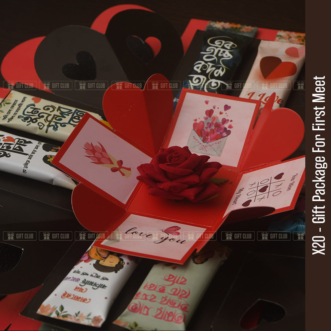X20 - 3 Layer Magical  GIFT box for first Meet ( With Artificial Rose)