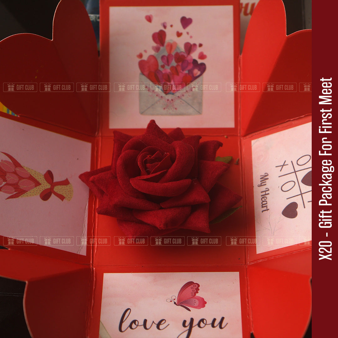 X20 - 3 Layer Magical  GIFT box for first Meet ( With Artificial Rose)