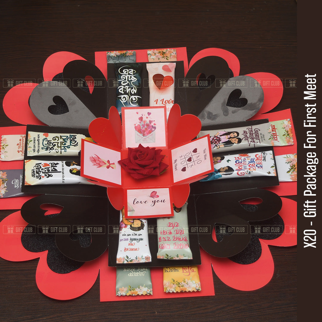 X20 - 3 Layer Magical  GIFT box for first Meet ( With Artificial Rose)