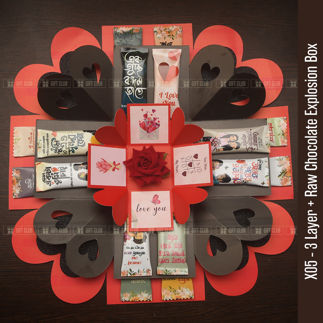 X20 - 3 Layer Magical  GIFT box for first Meet ( With Artificial Rose)